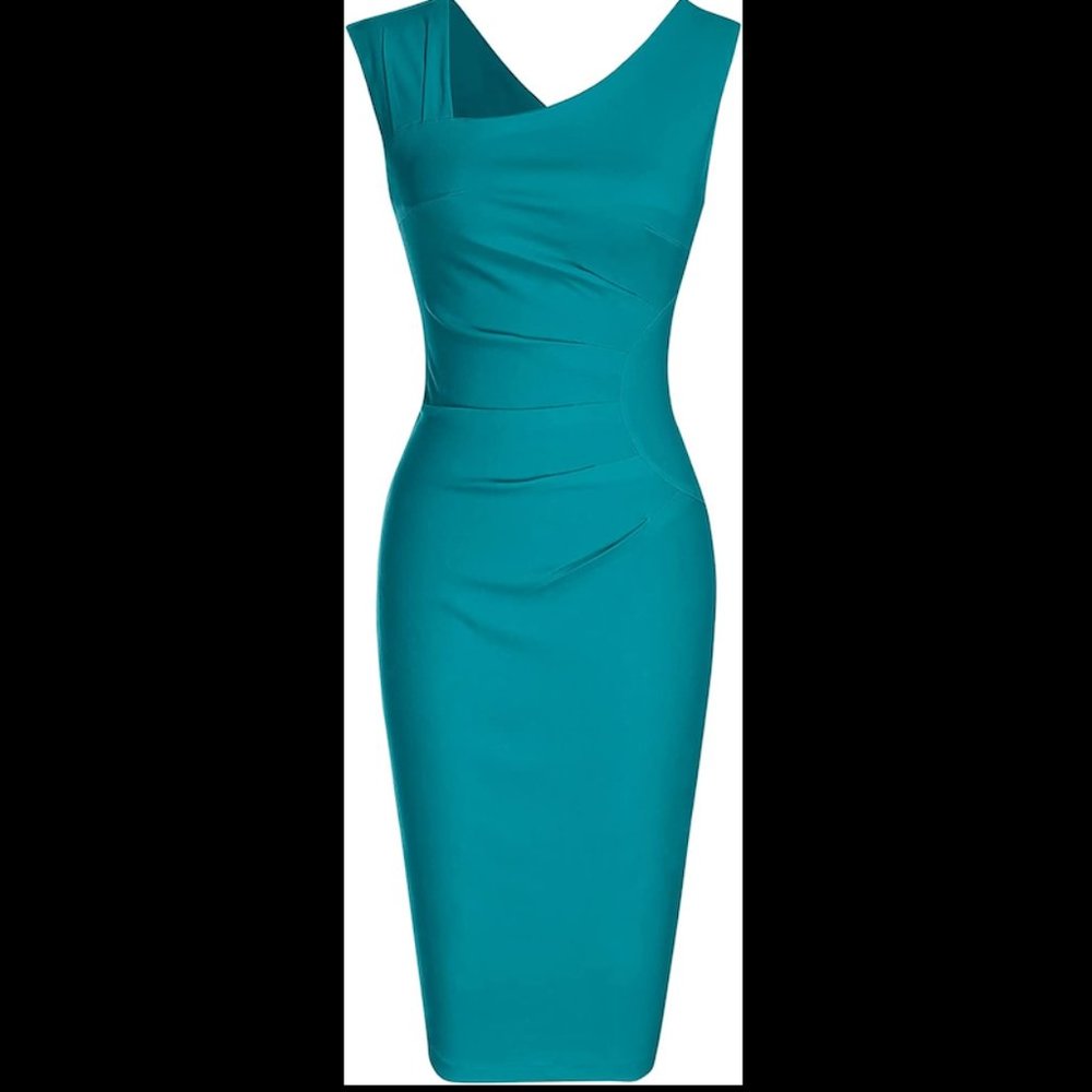 Teal 1950s Style Cocktail Dress